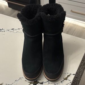 UGG Black Suede Wedge Winter Boots